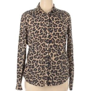 Cheetah print button up silk top